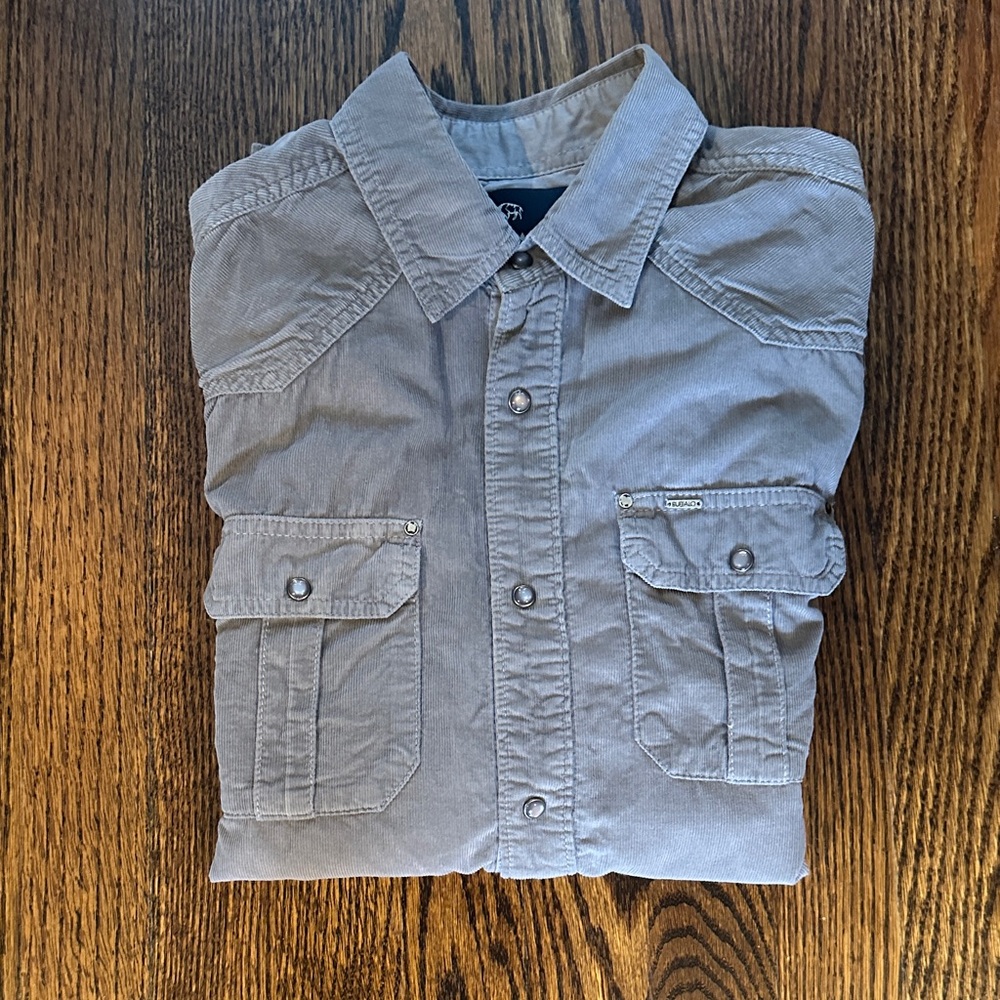 Buffalo David Bitton Gray Cotton Corduroy Shirt Jacket